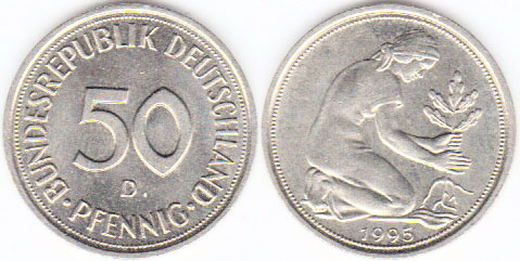 1995 D Germany 50 Pfennig (Unc) A001566